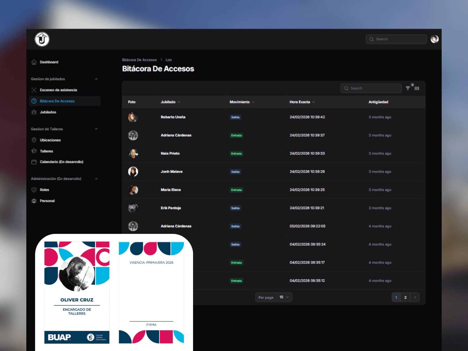 Captura de pantalla del proyecto Portal Web CJU
