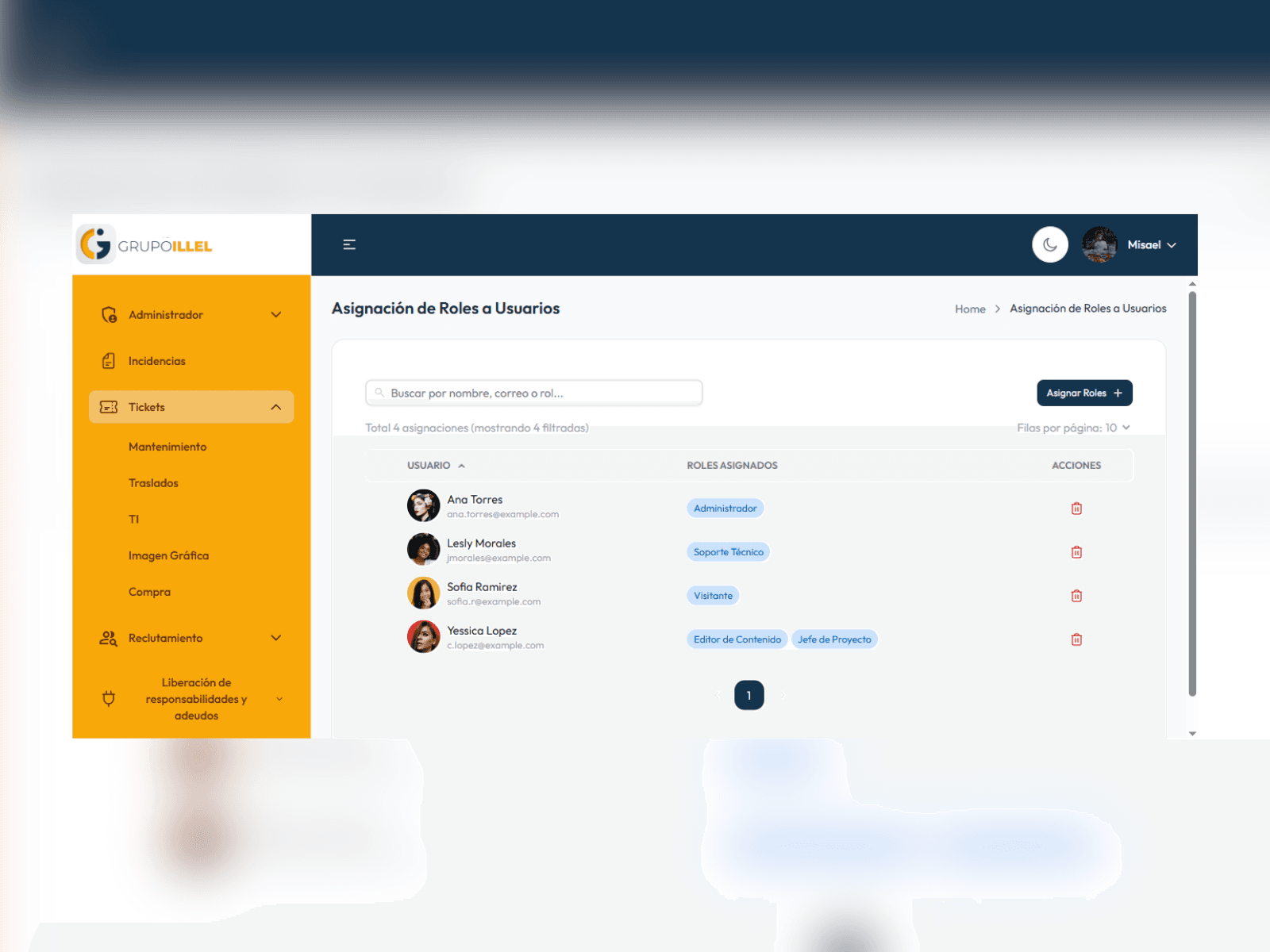 Captura de pantalla del proyecto Grupo Illel