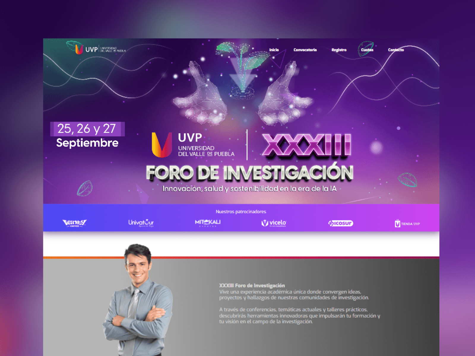Captura de pantalla del proyecto Foro de Investigación UVP